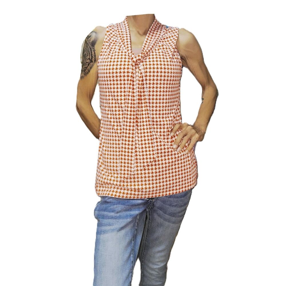 Banana Republic Orange & White ~ Tie Front Tank Top Size M ~ Soft & Stretchy